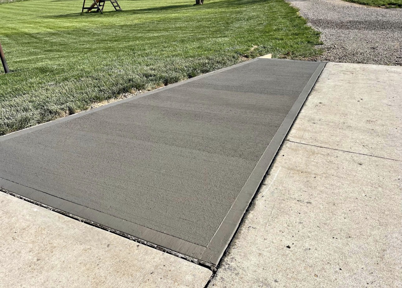 Freshly poured concrete walkway