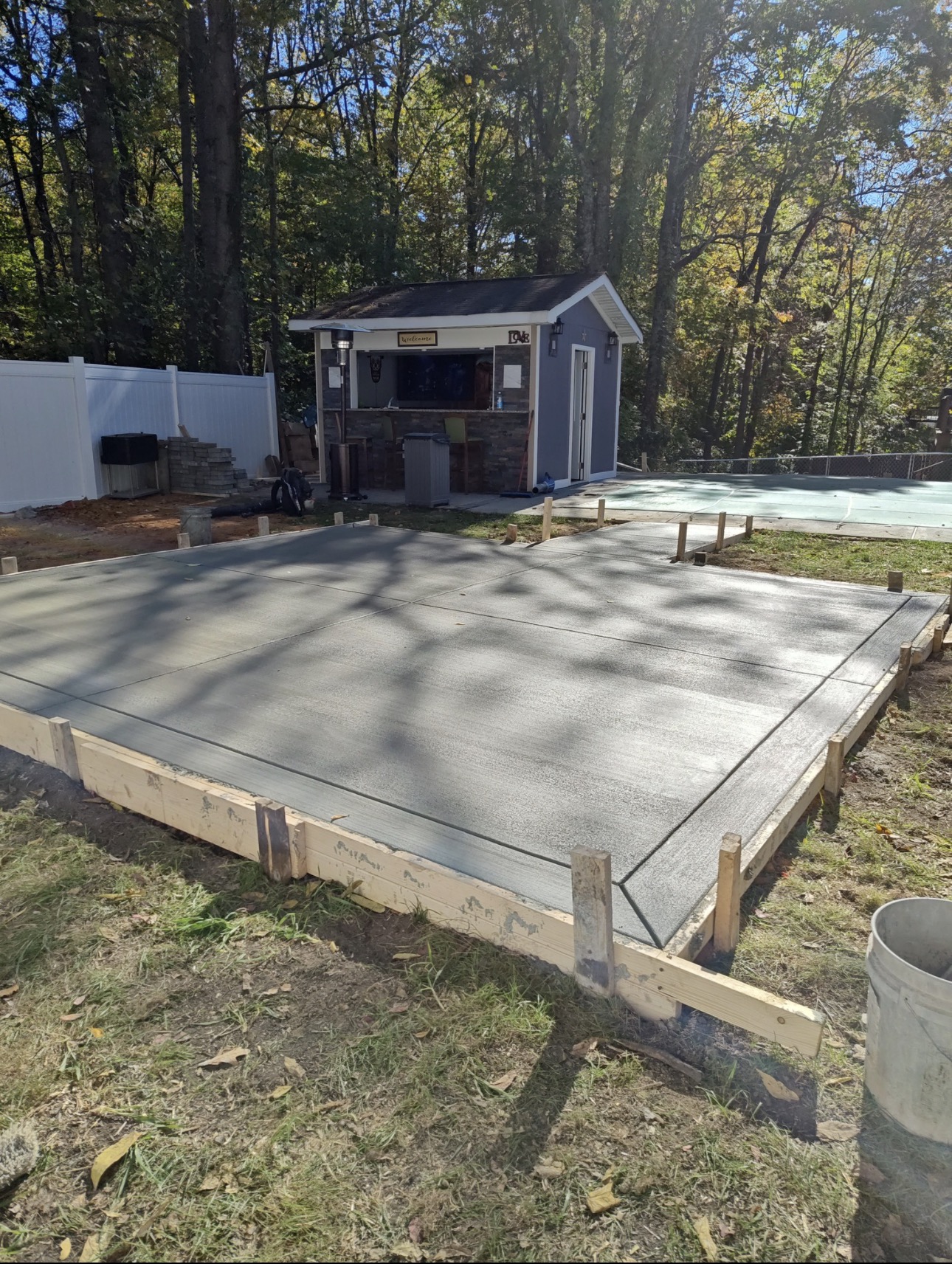 Forms set for a concrete pour
